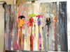 'Out in The Rain II'(2018) Oil Picture Reserved (Commission for Lars) - Eva Czarniecka Umbrella Oil paintings Rain London Streets Pallets Knife Limited Edition Prints Impressionism Art Contemporary