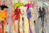 'Out in The Rain II'(2018) Oil Picture Reserved (Commission for Lars) - Eva Czarniecka Umbrella Oil paintings Rain London Streets Pallets Knife Limited Edition Prints Impressionism Art Contemporary