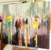 'Rainy Stroll' Oil Painting Ready To Hang - Eva Czarniecka Umbrella Oil paintings Rain London Streets Pallets Knife Limited Edition Prints Impressionism Art Contemporary