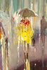 'Rainy Stroll' Oil Painting Ready To Hang - Eva Czarniecka Umbrella Oil paintings Rain London Streets Pallets Knife Limited Edition Prints Impressionism Art Contemporary