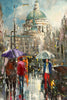 'Winter Day in St.Paul's' Oil Painting on Canvas, Ready to Hang - Eva Czarniecka Umbrella Oil paintings Rain London Streets Pallets Knife Limited Edition Prints Impressionism Art Contemporary