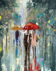 'A stroll in the park'Oil Painting on Canvas, Ready to Hang - Eva Czarniecka Umbrella Oil paintings Rain London Streets Pallets Knife Limited Edition Prints Impressionism Art Contemporary