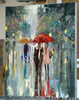 'A stroll in the park'Oil Painting on Canvas, Ready to Hang - Eva Czarniecka Umbrella Oil paintings Rain London Streets Pallets Knife Limited Edition Prints Impressionism Art Contemporary