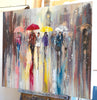 'Rainy April in London' Oil Painting Ready To Hang - Eva Czarniecka Umbrella Oil paintings Rain London Streets Pallets Knife Limited Edition Prints Impressionism Art Contemporary