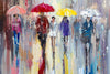 'Rainy April in London' Oil Painting Ready To Hang - Eva Czarniecka Umbrella Oil paintings Rain London Streets Pallets Knife Limited Edition Prints Impressionism Art Contemporary