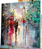 'Summer in Westminster' Oil Painting (Reserved) - Eva Czarniecka Umbrella Oil paintings Rain London Streets Pallets Knife Limited Edition Prints Impressionism Art Contemporary