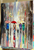'The City' Oil Painting Ready To Hang - Eva Czarniecka Umbrella Oil paintings Rain London Streets Pallets Knife Limited Edition Prints Impressionism Art Contemporary