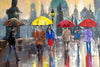 'Summer in Prague' Large Oil Painting Commission/Reserved - Eva Czarniecka Umbrella Oil paintings Rain London Streets Pallets Knife Limited Edition Prints Impressionism Art Contemporary