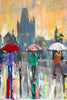 'Summer in Prague' Large Oil Painting Commission/Reserved - Eva Czarniecka Umbrella Oil paintings Rain London Streets Pallets Knife Limited Edition Prints Impressionism Art Contemporary