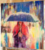 'Gone with the Rain' Oil Painting Ready to Hang - Eva Czarniecka Umbrella Oil paintings Rain London Streets Pallets Knife Limited Edition Prints Impressionism Art Contemporary