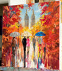 'Autumn in Central Park' Oil Painting Commission/Sold - Eva Czarniecka Umbrella Oil paintings Rain London Streets Pallets Knife Limited Edition Prints Impressionism Art Contemporary