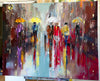 'Regent Street, London' Large Oil Painting Ready To Hang - Eva Czarniecka Umbrella Oil paintings Rain London Streets Pallets Knife Limited Edition Prints Impressionism Art Contemporary