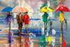 'Sunshine after Storm' Oil Painting on Canvas, Ready to Hang - Eva Czarniecka Umbrella Oil paintings Rain London Streets Pallets Knife Limited Edition Prints Impressionism Art Contemporary