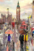 'Late Summer' Original Oil Painting on Canvas Ready to Hang - Eva Czarniecka Umbrella Oil paintings Rain London Streets Pallets Knife Limited Edition Prints Impressionism Art Contemporary