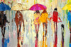 'Sunny Day in Hyde Park' Oil Painting Ready to Hang - Eva Czarniecka Umbrella Oil paintings Rain London Streets Pallets Knife Limited Edition Prints Impressionism Art Contemporary