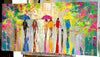 'Sunny Day in Hyde Park' Oil Painting Ready to Hang - Eva Czarniecka Umbrella Oil paintings Rain London Streets Pallets Knife Limited Edition Prints Impressionism Art Contemporary