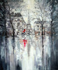 'Winter day in Paris II' Commission - Eva Czarniecka Umbrella Oil paintings Rain London Streets Pallets Knife Limited Edition Prints Impressionism Art Contemporary