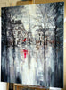 'Winter day in Paris II' Commission - Eva Czarniecka Umbrella Oil paintings Rain London Streets Pallets Knife Limited Edition Prints Impressionism Art Contemporary