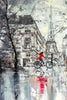 'Winter day in Paris II' Commission - Eva Czarniecka Umbrella Oil paintings Rain London Streets Pallets Knife Limited Edition Prints Impressionism Art Contemporary