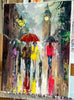 'Reflections' Oil Painting on Canvas, Ready to Hang - Eva Czarniecka Umbrella Oil paintings Rain London Streets Pallets Knife Limited Edition Prints Impressionism Art Contemporary