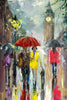'Reflections' Oil Painting on Canvas, Ready to Hang - Eva Czarniecka Umbrella Oil paintings Rain London Streets Pallets Knife Limited Edition Prints Impressionism Art Contemporary