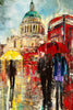 'Summer Stroll at St.Paul's' Original Oil Painting on Canvas Ready to Hang - Eva Czarniecka Umbrella Oil paintings Rain London Streets Pallets Knife Limited Edition Prints Impressionism Art Contemporary