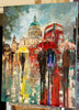 'Summer Stroll at St.Paul's' Original Oil Painting on Canvas Ready to Hang - Eva Czarniecka Umbrella Oil paintings Rain London Streets Pallets Knife Limited Edition Prints Impressionism Art Contemporary