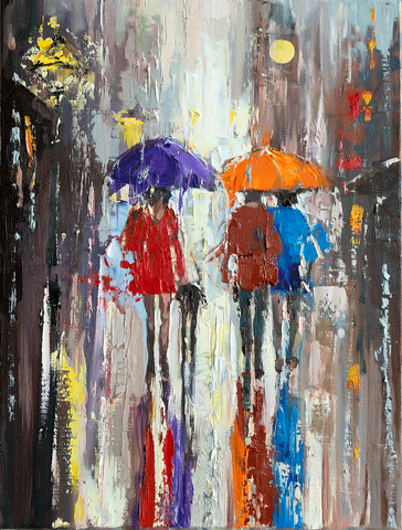 'City Rain' Original Oil Painting on Canvas Ready to Hang