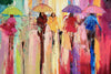 'Rainbow Shower in Hyde Park' Original Oil Painting on Canvas Ready to Hang - Eva Czarniecka Umbrella Oil paintings Rain London Streets Pallets Knife Limited Edition Prints Impressionism Art Contemporary