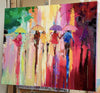 'Rainbow Shower in Hyde Park' Original Oil Painting on Canvas Ready to Hang - Eva Czarniecka Umbrella Oil paintings Rain London Streets Pallets Knife Limited Edition Prints Impressionism Art Contemporary