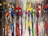 'Afternoon in City Of Rain' Original Oil Painting on Canvas Ready to Hang - Eva Czarniecka Umbrella Oil paintings Rain London Streets Pallets Knife Limited Edition Prints Impressionism Art Contemporary