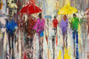 'Afternoon in City Of Rain' Original Oil Painting on Canvas Ready to Hang - Eva Czarniecka Umbrella Oil paintings Rain London Streets Pallets Knife Limited Edition Prints Impressionism Art Contemporary