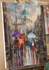 'Autumn Walk in St.Pauls'  Oil Painting on Canvas Ready to Hang - Eva Czarniecka Umbrella Oil paintings Rain London Streets Pallets Knife Limited Edition Prints Impressionism Art Contemporary