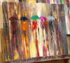 'In Autumn Rain'  Oil Painting on Canvas Ready to Hang - Eva Czarniecka Umbrella Oil paintings Rain London Streets Pallets Knife Limited Edition Prints Impressionism Art Contemporary