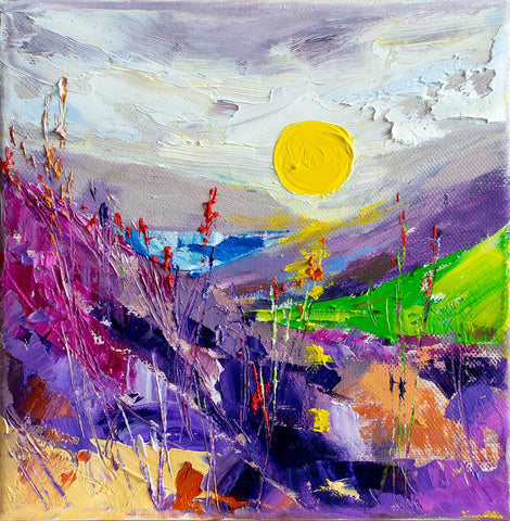 LAVENDER VALLEY Oil Painting on Canvas Ready to Hang - Eva Czarniecka Umbrella Oil paintings Rain London Streets Pallets Knife Limited Edition Prints Impressionism Art Contemporary