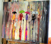 Reserved Oil Painting on Canvas Ready to Hang - Eva Czarniecka Umbrella Oil paintings Rain London Streets Pallets Knife Limited Edition Prints Impressionism Art Contemporary