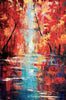 'Autumn River' Original Oil Painting on Canvas Ready to Hang - Eva Czarniecka Umbrella Oil paintings Rain London Streets Pallets Knife Limited Edition Prints Impressionism Art Contemporary