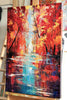 'Autumn River' Original Oil Painting on Canvas Ready to Hang - Eva Czarniecka Umbrella Oil paintings Rain London Streets Pallets Knife Limited Edition Prints Impressionism Art Contemporary