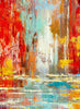 'Autumn River' Original Oil Painting on Canvas Ready to Hang - Eva Czarniecka Umbrella Oil paintings Rain London Streets Pallets Knife Limited Edition Prints Impressionism Art Contemporary