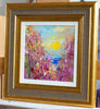 'Springtime' Framed Original Oil Painting - Eva Czarniecka Umbrella Oil paintings Rain London Streets Pallets Knife Limited Edition Prints Impressionism Art Contemporary