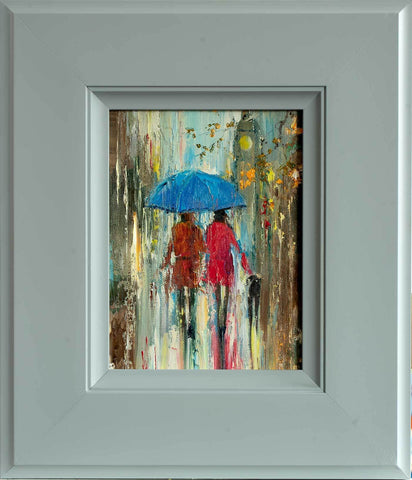 'Rainy Day Two' Oil Painting on Canvas Ready to Hang - Eva Czarniecka Umbrella Oil paintings Rain London Streets Pallets Knife Limited Edition Prints Impressionism Art Contemporary