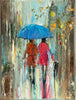 'Rainy Day Two' Oil Painting on Canvas Ready to Hang - Eva Czarniecka Umbrella Oil paintings Rain London Streets Pallets Knife Limited Edition Prints Impressionism Art Contemporary