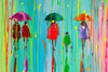 'Invitation for Spring' Acrylic Painting on Canvas Ready to Hang - Eva Czarniecka Umbrella Oil paintings Rain London Streets Pallets Knife Limited Edition Prints Impressionism Art Contemporary