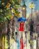 'London Spring' Framed Oil Painting on Canvas Ready to Hang - Eva Czarniecka Umbrella Oil paintings Rain London Streets Pallets Knife Limited Edition Prints Impressionism Art Contemporary