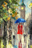'London Spring' Framed Oil Painting on Canvas Ready to Hang - Eva Czarniecka Umbrella Oil paintings Rain London Streets Pallets Knife Limited Edition Prints Impressionism Art Contemporary