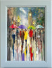 'Memories of London' Framed Oil Painting on Canvas Ready to Hang - Eva Czarniecka Umbrella Oil paintings Rain London Streets Pallets Knife Limited Edition Prints Impressionism Art Contemporary