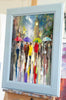'Memories of London' Framed Oil Painting on Canvas Ready to Hang - Eva Czarniecka Umbrella Oil paintings Rain London Streets Pallets Knife Limited Edition Prints Impressionism Art Contemporary