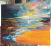 'Calm' Oil Painting on Canvas - Eva Czarniecka Umbrella Oil paintings Rain London Streets Pallets Knife Limited Edition Prints Impressionism Art Contemporary