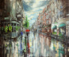 Commission for Rob - Eva Czarniecka Umbrella Oil paintings Rain London Streets Pallets Knife Limited Edition Prints Impressionism Art Contemporary