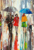 'Summer Rain' Original Oil Painting on Canvas - Eva Czarniecka Umbrella Oil paintings Rain London Streets Pallets Knife Limited Edition Prints Impressionism Art Contemporary